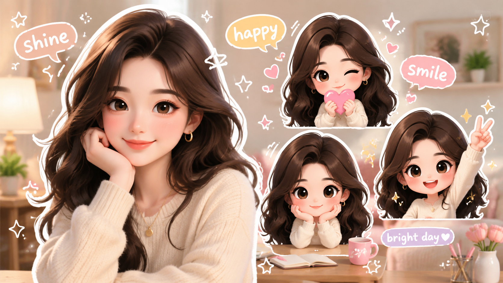 Chibi cartoon prompt reference photo style for trend video