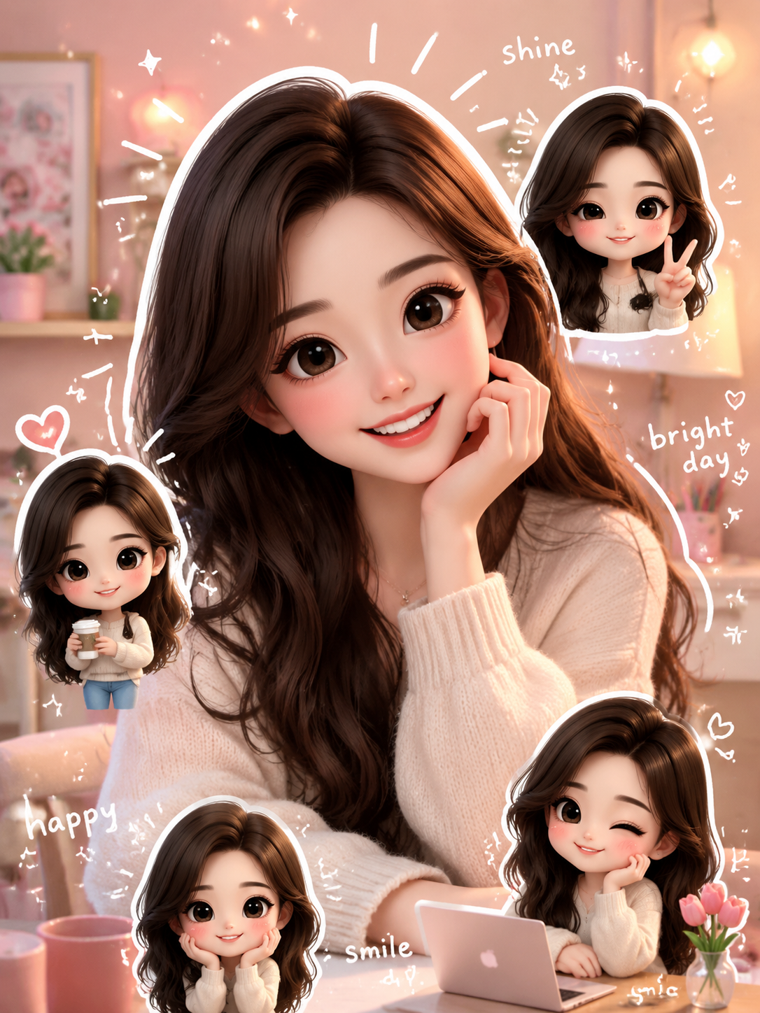 Chibi cartoon prompt preserving the original face for portrait video